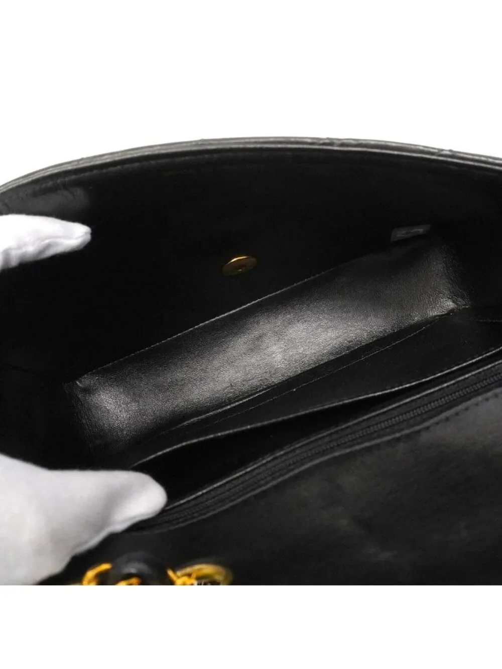 Chanel Shoulder Bag Quilted Lambskin Black Gold